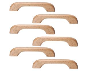 HOMSFOU Tiradores para Muebles de Cocina y Armarios, 6 Pomos de Madera Maciza en Forma de Puente, Accesorios para Almacenamiento Doméstico