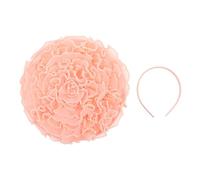 HOMSFOU Tocado de Flor de Perla Rosa Diadema y Malla Plisada, Accesorio Floral para Mujer en Fiestas de Té, Bodas y Eventos Obsequios, Tocado Grande y Ligero para Damas