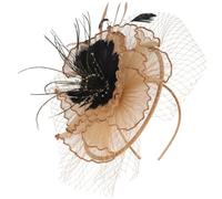 HOMSFOU Tocado Fascinator Dorado para Boda y Fiesta de Té Pinza Pelo Cómodo y Diseño Elegante de Plumas Artificiales