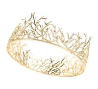 HOMSFOU Tocado Tiara para Boda Estilo Rey Vintage de Hombre y Mujer en Metal Dorado, Accesorio para Disfraz y Fiesta, Diseño Medio Oriental para Novios y Damas, Ajuste Cómodo y Resistente