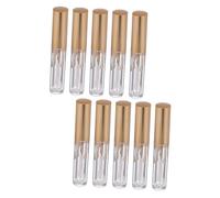 HOMSFOU Tubo de Lápiz Labial Vacío Transparente 2.5 Ml, Pack 10 Unidades Tapa Dorada Ondulada, Envases para Brillo de Labios, Bálsamo Labial y Maquillaje Diy, Compacto y Portátil