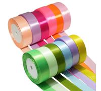 Homshsjhkis 12 Pcs Cinta de Raso, 2.5 cm x 10 m Cinta de Colores, Decorativa Regalo Doble Cara para Envolver Regalos, Lazo, Globos, Ramo, Cumpleaños, Raso para Vestidos Bodas Decoración