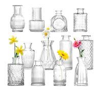 Homshsjhkis 12 Pcs Jarrones Decorativos Modernos, Mini Jarrones de Cristal, Pequeño Cristal Decoración Mesa Boda Centro para Decoración del Dormitorio Sala Estar Oficina en Casa