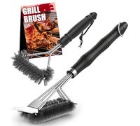 Homshsjhkis 2 Pcs Cepillo Barbacoa, Cepillo Parrilla con Raspador, Limpieza Cerdas Alambre Acero Inoxidable, Antideslizante Mango Aislamiento Térmico Grill Brush para Limpiar Parrillas, Redes Asar