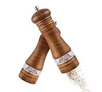 Homshsjhkis 2 Pcs Molinillo Pimienta, Núcleo de Cerámica Grosor Ajustable, Molinillo Sal Pimienta Manual Madera, Pimentero Molino Especias Uso Doméstico Profesional para Moler, Comino, Sésamo, Paprika