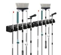Homshsjhkis 2Pcs Scolgador Escobas y Fregonas, Soporte Escobas Pared con 5 Soportes y 6 Ganchos, Soporte para Herramientas con Clavos, Cuelga Escobas Pared para Cocina, Baño, Garaje