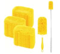 Homshsjhkis 32 Piezas Plumero Atrapapolvo Kit, Plumeros Antiestático para Swiffer Recambios para Limpiar 360 Grados Los Muebles, Pelo de Animales, Polvo, Suciedad de Persianas (Amarillo)