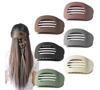 Homshsjhkis 6 Pcs Pinzas Pelo Mujer, Mate Antideslizantes Pinzas Pelo Planas con Resorte Fuerte, Cabello Diseño Curvo Plana, Garras Cabello para Cabello Fino y Grueso, Fuerte Sujeción Lateral