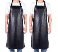 Homsolver 2 paquetes de delantal de vinilo de goma impermeable resistente a los productos químicos delantal de trabajo con delantales de plástico ajustable carnicero para el lavado de platos