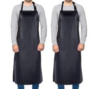 Homsolver 2 Paquetes de Delantal de Vinilo de Goma Impermeable Resistente a los Productos químicos Delantal de Trabajo con Delantales de plástico Ajustable Carnicero para el Lavado de Platos