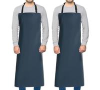 Homsolver Paquete de 2 delantales de goma impermeables, carnicero resistente para hombres, delantales de plástico de vinilo químico para lavavajillas, Azul, Standard