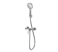 HOMSSY Grifo Ducha Monomando Inox Cepillado - Set Completo con Mango, Flexo 1,75 m y Soporte, Acero Inoxidable, Cartucho Cerámico, Instalación Estándar 1/2"