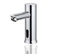 HOMSSY Grifo Electrónico Bajo con Sensor, Grifo Automático de 2 Aguas con Sistema Premezclador, Sensor Infrarrojo sin Contacto, Mezclador de Agua Fría y Caliente, Latón Cromado Resistente