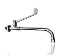 HOMSSY Grifo Medical Frontal Largo, Mezclador Monomando para Entornos Hospitalarios y Quirúrgicos, Maneta de Codo Larga, Diseño Ergonómico y Resistente, Acabado Cromado Plata. 1 agua