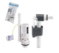 HOMSSY Kit Cisterna WC Completo - Mecanismo Descarga Doble Pulsador con Cable + Flotador Lateral 3/8", Válvula Llenado y Descarga Universal, Instalación Fácil, Ahorro de Agua