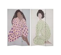 Homstart, Biombo, Lienzo/MDF, 120 X 3 X 180 Cm, Verde/Naranja/Beige/Negro