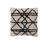 Homstart Cojín Tejido a Mano Algodón y Poliéster 12 x 45 x 45 cm Beige y Negro Pack 1