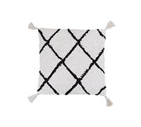 Homstart Cojín Tejido a Mano Algodón y Poliéster 12 x 45 x 45 cm Blanco y Negro Pack 1