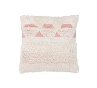 Homstart Cojín Tejido a Mano Algodón y Poliéster 12 x 45 x 45 cm Rosa y Blanco Pack 1