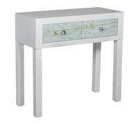 Homstart Mesa Entrada 2 Cajones Madera Lacada Blanco/Dorado - Natural, 0 x 0 x 0 cm