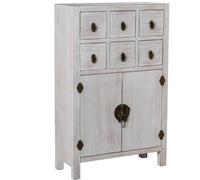 Homstart Mesa Entrada C/6 Cajones y 2 P Uertas Madera Blanca Decape - Natural, 0 x 0 x 0 cm