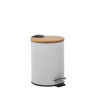 Homstart PAPELERA ACERO INOXIDABLE 3L. C/PEDAL TAPA MADERA BLANCA
