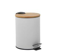 Homstart PAPELERA ACERO INOXIDABLE 5L. C/PEDAL TAPA MADERA BLANCA
