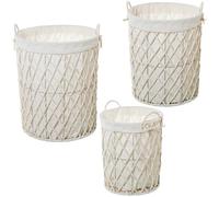 Homstart SET 3 CESTOS CUERDA DE PAPEL B LANCO C/TELA 70%+30% ALG./POLI