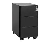 HOMSTEEL Cajonera móvil, Archivador Metálico con Cerradura, 4 Llaves, 3 Cajones, Premontado, Esquinas Redondeadas, para Oficina, Oficina en Casa, 46P x 30A x 54A cm, Negro