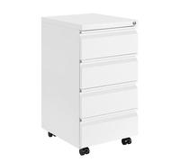 HOMSTEEL Cajonera móvil, Archivador Metálico con Cerradura, 4 Llaves, 4 Cajones, Premontado, para Oficina, Oficina en Casa, Blanco