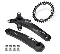 HOMSXPAC Juego de bielas para Bicicleta de montaña con Eje cónico Cuadrado de 170 mm, Plato Redondo con Dientes Estrechos y Anchos, espaciado BCD de 104, 32/34/36/38 Dientes, bielas (Negras