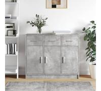 HOMTAKIE Aparador Gris hormigón 91x28x75 cm Madera de ingeniería