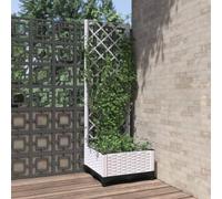 HOMTAKIE Jardinera con celosía blanca 40x40x121,5 cm PP