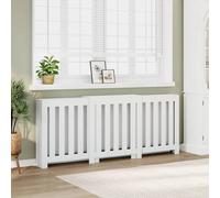 HOMTAKIE Modern Lattes Verticales,Cubierta del radiador Madera de ingeniería, Tapón del radiador, Tapa del radiador Alto, radiador de perfil reducido blanco 205 x 21,5 x 83,5 cm