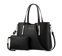 HOMTERN Bolso de mano de cuero para mujer con cartera, bolsa grande y bolso a juego, correa de hombro desmontable, transporte multidirección, elegante y espacioso para el trabajo, viajes, uso diario