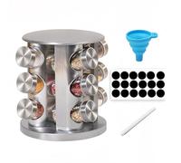 HOMTERN Estante giratorio para especias, tarros de especias, organizador de carrusel cuadrado de 12 tarros para condimentos de cocina, organizador de armario de cocina, organizador de especias,