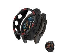 HOMTERN Fundas diseñadas para Garmin Fenix 8 AMOLED de 47 mm, carcasa ligera de TPU suave, a prueba de caídas, a prueba de arañazos, pantalla flexible, cubierta completa, 1 negro y rojo