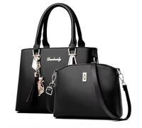 HOMTERN Juego de bolso de mano y bolso cruzado de cuero para mujer, bolso grande de trabajo y elegante bolso de hombro de piel sintética de alta calidad, hebilla decorativa desmontable, multifuncional