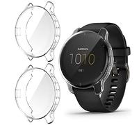 HOMTERN Paquete de 2 fundas compatibles con GARMIN Venu 2 Plus, carcasa de TPU flexible a prueba de golpes, funda protectora a prueba de arañazos, 43 mm transparente
