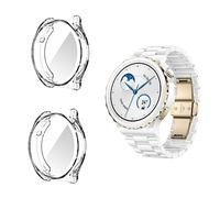 HOMTERN Paquete de 2 fundas protectoras compatibles con Huawei Watch GT 3 Pro de 43 mm/46 mm, TPU suave, ligera, a prueba de caídas, a prueba de arañazos, pantalla flexible, cubierta completa, paquete