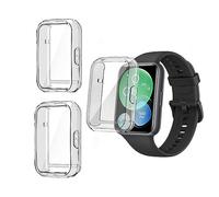 HOMTERN Paquete de 3 fundas compatibles con Huawei Watch Fit 2, carcasa ligera de TPU suave, a prueba de caídas, a prueba de arañazos, pantalla flexible, cubierta completa, paquete de 3 unidades