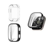 HOMTERN [Paquete de 3] Fundas diseñadas para Amazfit Bip 6, carcasa ligera de TPU suave, a prueba de caídas, a prueba de arañazos, pantalla flexible, cubierta completa, 1 negro y 2 transparentes