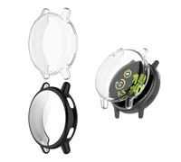 HOMTERN [Paquete de 3] Fundas diseñadas para Garmin Vivoactive 5, carcasa ligera de TPU suave, a prueba de caídas, a prueba de arañazos, pantalla flexible, cubierta completa, 1 negro y 2 transparentes