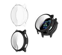 HOMTERN [Paquete de 3] Fundas diseñadas para Garmin Vivoactive 6, carcasa ligera de TPU suave, a prueba de caídas, a prueba de arañazos, pantalla flexible, cubierta completa, 1 negro y 2 transparentes