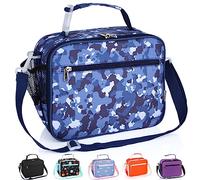 Homtibrm Lonchera térmica, Bolsa Almuerzo Infantil con Correa Ajustable, Lonchera Impermeable para Adultos, Niños, Niñas, Trabajo, Escuela, Picnic (Camblue-Horizontal)