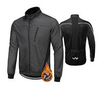 HOMTOL Chaqueta de ciclismo para hombre Forro polar Impermeable Invierno Chaqueta térmica de ciclismo Cortaviento Chaqueta gruesa impermeable (FR/ES, Letras, XL, Regular, Regular, Negro)