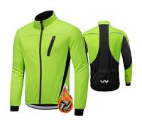 HOMTOL Chaqueta de ciclismo para hombre Forro polar Impermeable Invierno Chaqueta térmica de ciclismo Cortaviento Chaqueta gruesa impermeable Chaqueta polar Cortaviento de ciclismo