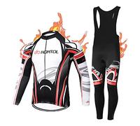 HOMTOL Conjunto de maillot de ciclismo de invierno de forro polar térmico para hombre de manga larga Traje de ciclismo de forro polar térmico Pantalones cortos de ciclismo con acolchado de asiento 9D