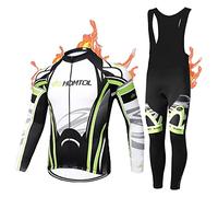HOMTOL Conjunto de maillot de ciclismo de invierno de forro polar térmico para hombre de manga larga Traje de ciclismo de forro polar térmico Pantalones cortos de ciclismo con acolchado de asiento 9D