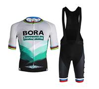 HOMTOL Conjunto de ropa de ciclismo para hombre: maillot de manga corta y culotte de ciclismo transpirable con acolchado de asiento 3D, verde claro, talla L